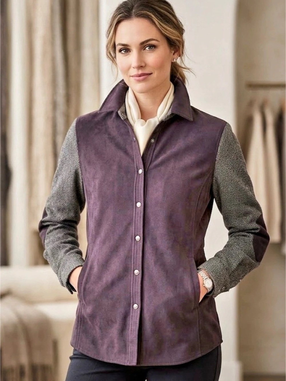 Talbots women's brown grey button-front shirt, size 10